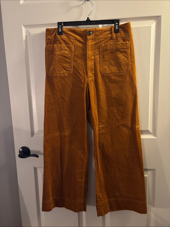 Maeve Pants - Maeve The Colette Wide-Leg Corduroy Pants in Rust